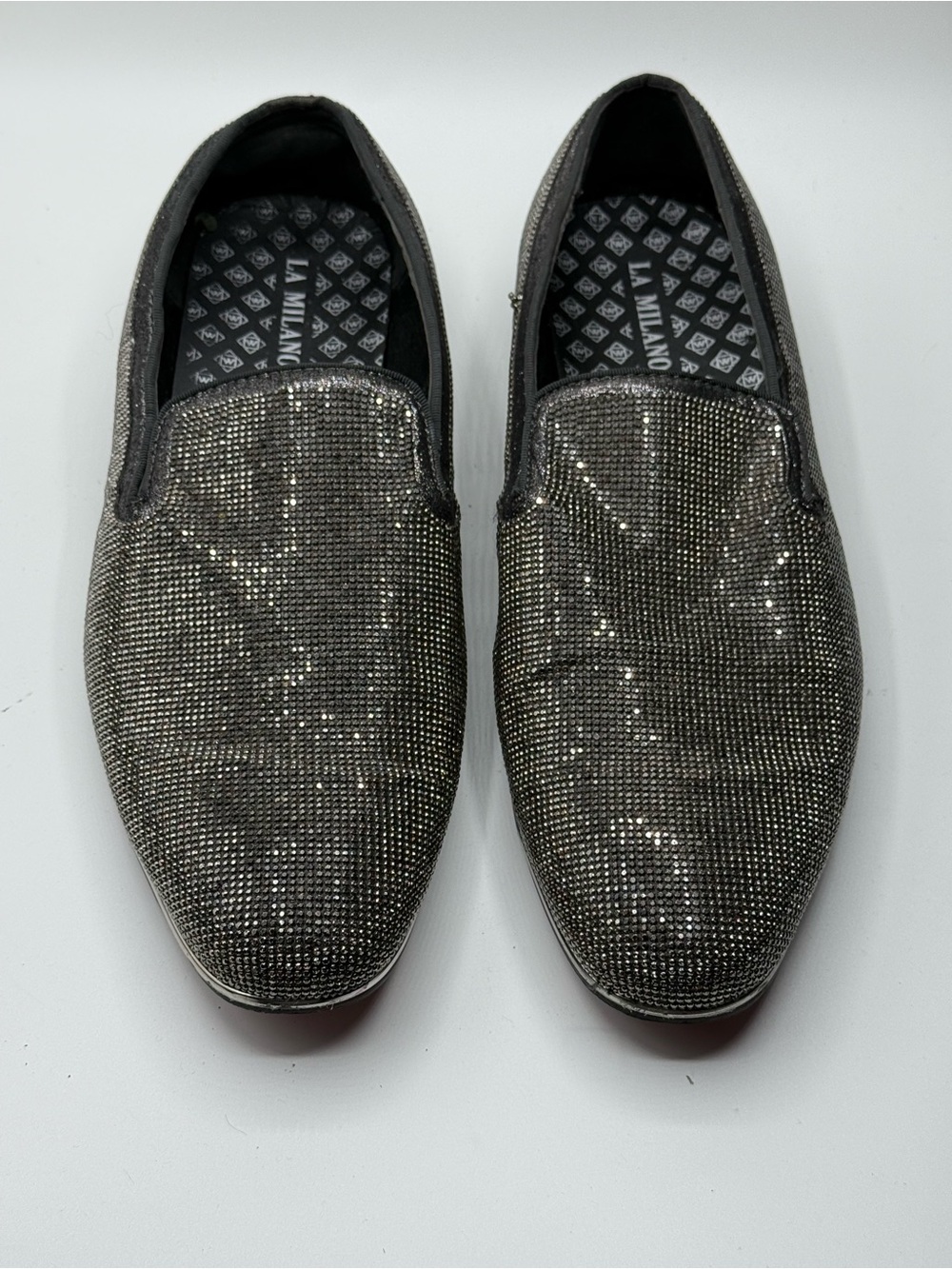 La Milano Men's Gunmetal Crystal-Embellished Slip-On Loafers